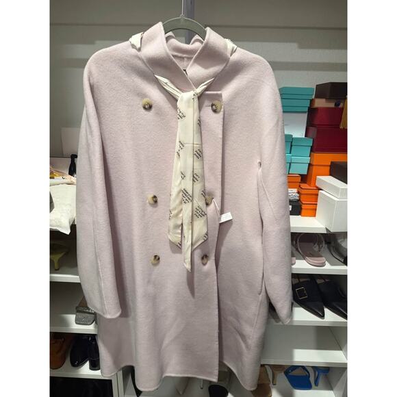 Light purple 100% wool coat with scarve small - Picture 2 of 6